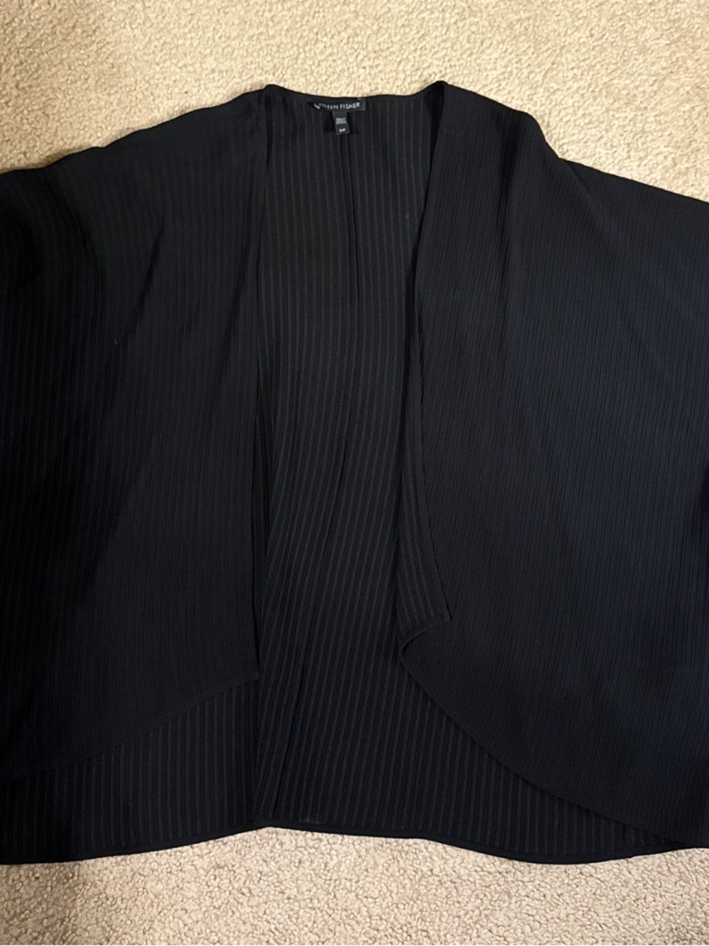 Eileen Fisher Black Ribbed Open-Front Blazer